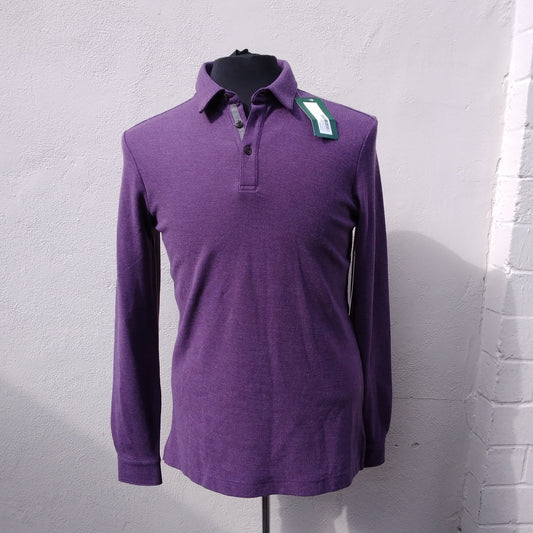 NWT - Fairlane purple Ronnie Long Sleeve Soft Pique Polo Shirt - S