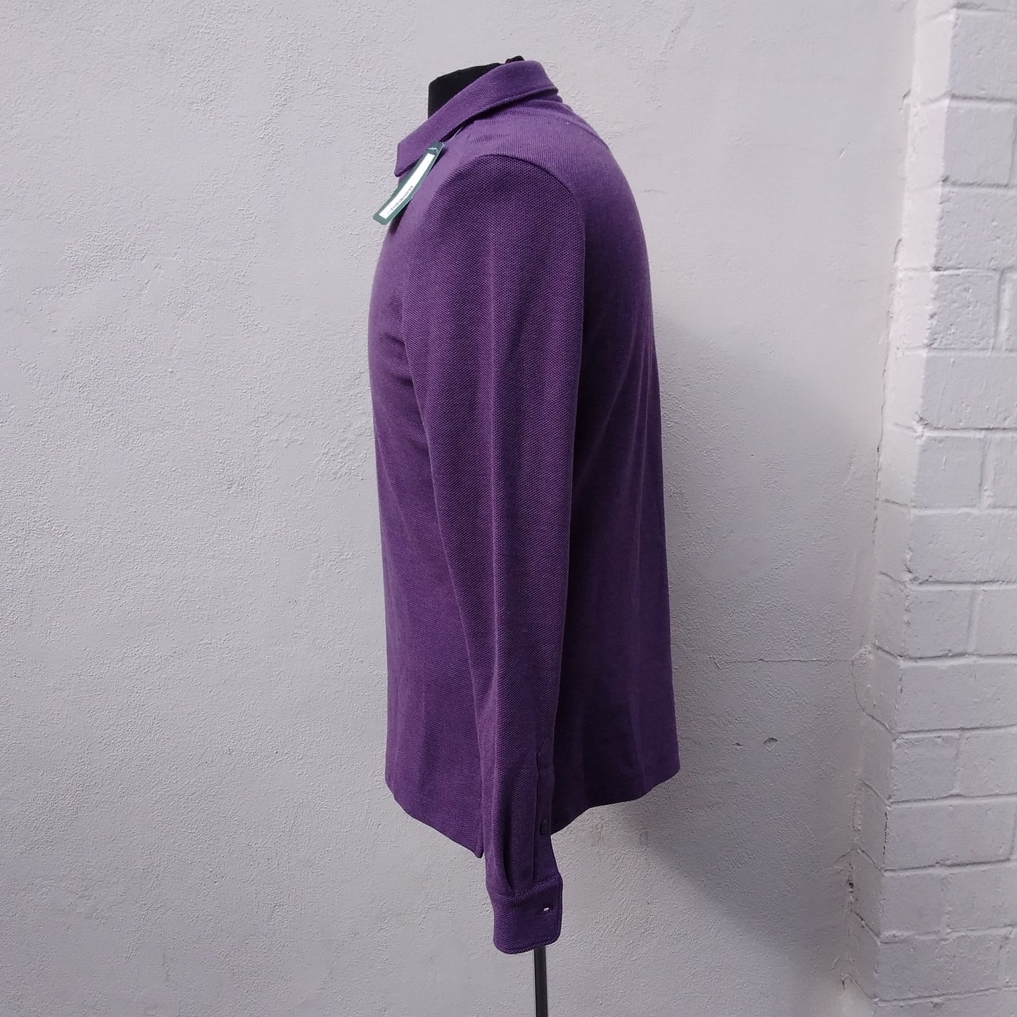 NWT - Fairlane purple Ronnie Long Sleeve Soft Pique Polo Shirt - S