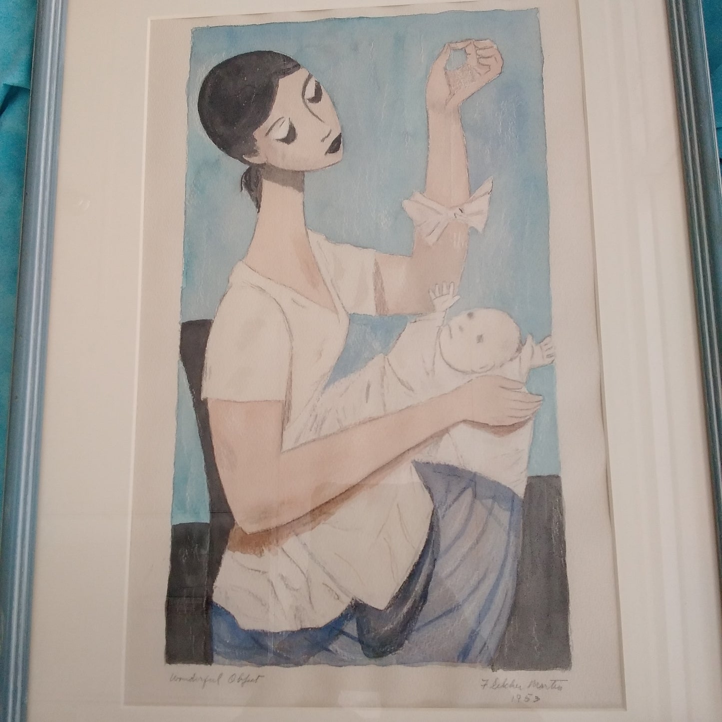 Rare - Wonderful Object - Original Painting Signed by Artist Fletcher Martin 1953