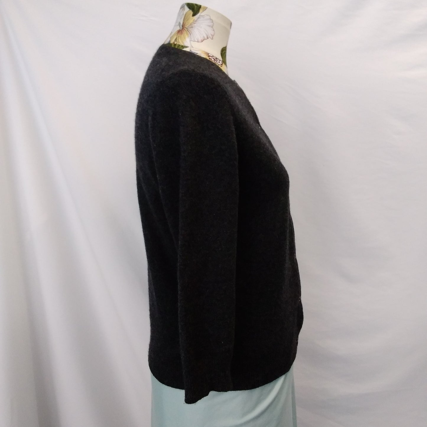 Lauren Ralph Lauren Black Cashmere Button-Up Cardigan Sweater - M