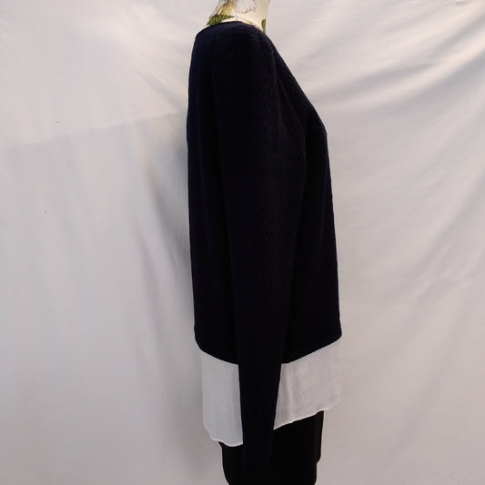NWT - Crown & Ivy Novel Navy Shine On (white) Long Sleeve Top - XL