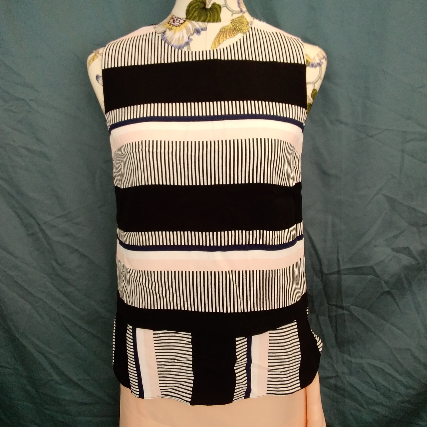 Kate Spade Black Striped 100% Viscose Layered Sleeveless Top - S