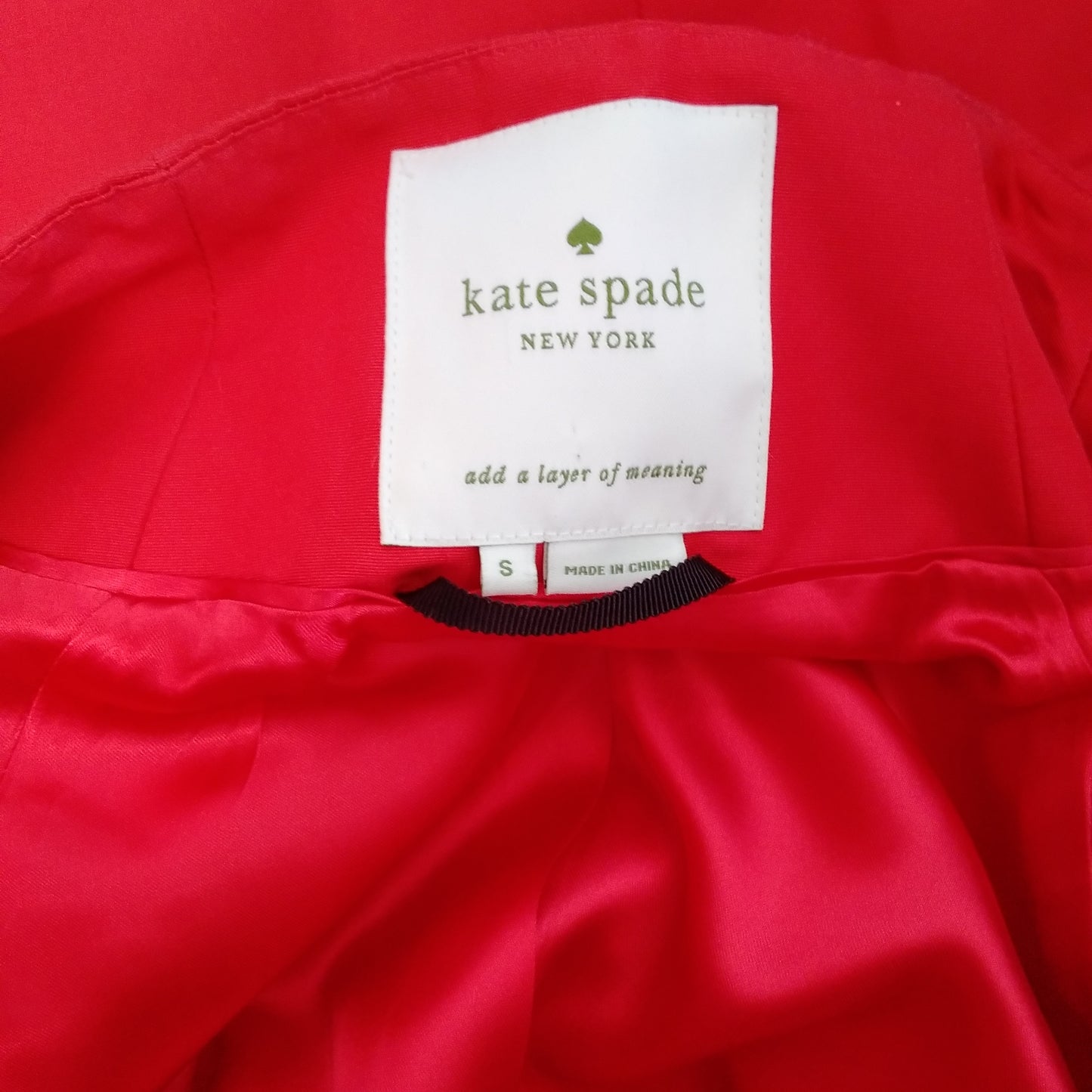 Kate Spade red Cotton Silk Blend Kendall Coat - S (missing bow)