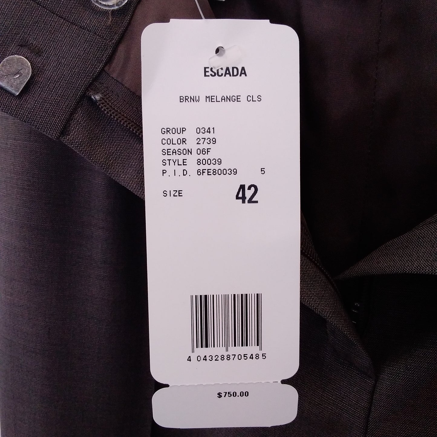 NWT - ESCADA Women's Pants Suit Set - Size: Blazer 44 (Size 14); Pants 42 (Size 12)