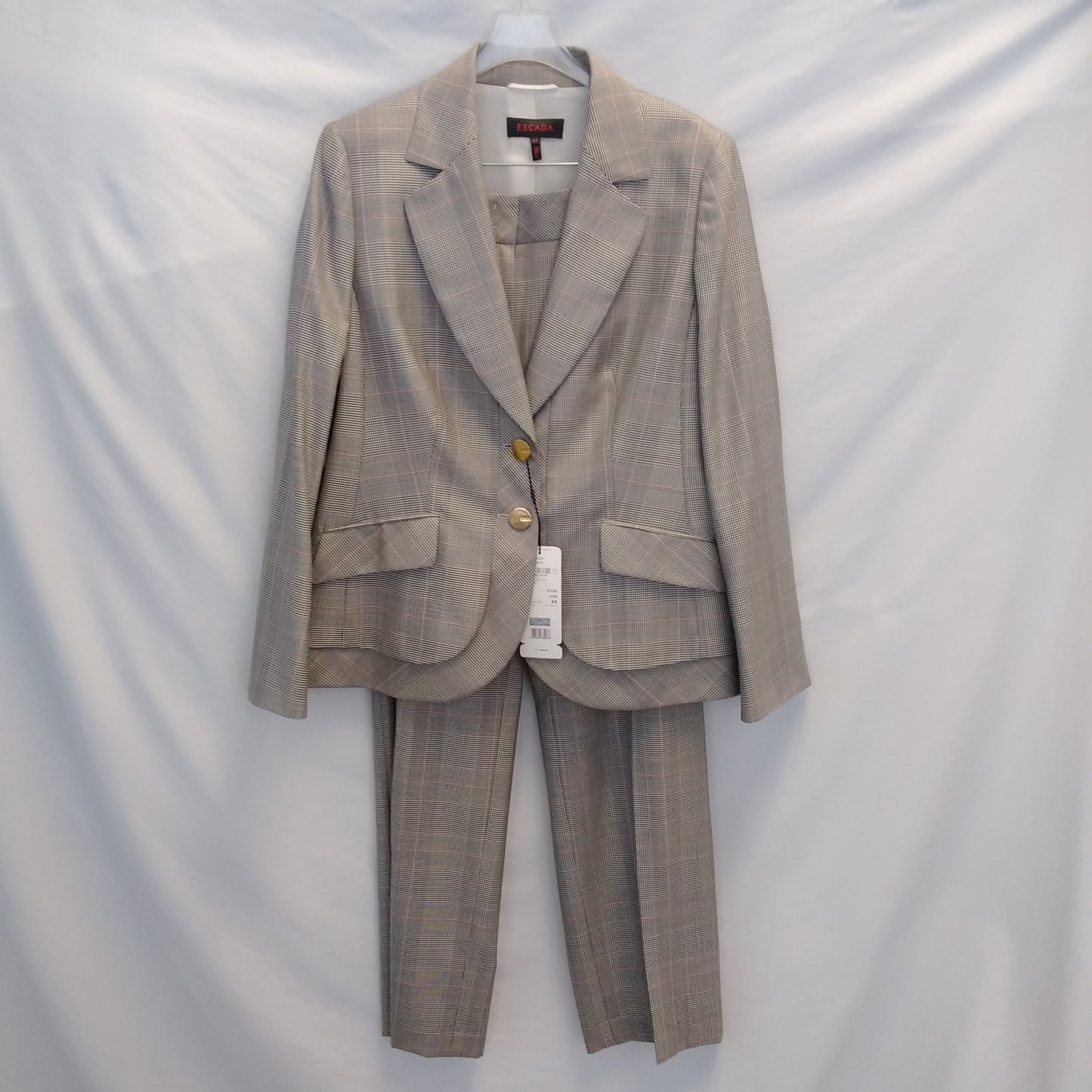 NWT - ESCADA houndstooth plaid Pants Suit - Blazer US 14 | Pants US 12