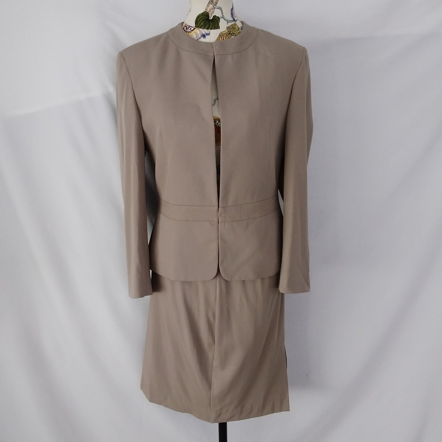 Marlowe Tan Wool Skirt Blazer Skirt Suit - Blazer 10, Skirt 8