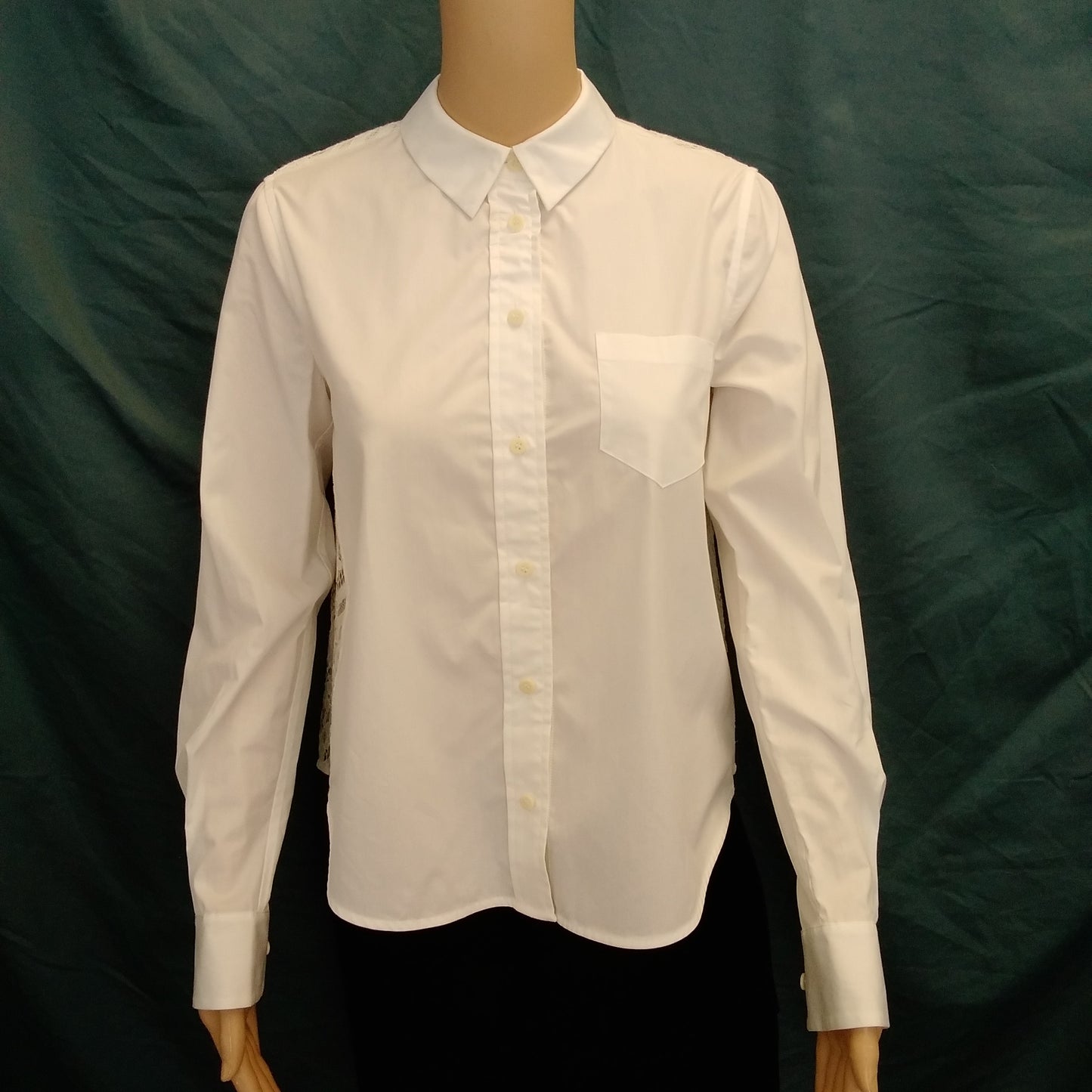 NWD - Diane Von Furstenberg White Long Sleeve Lace Back Shirt - 00