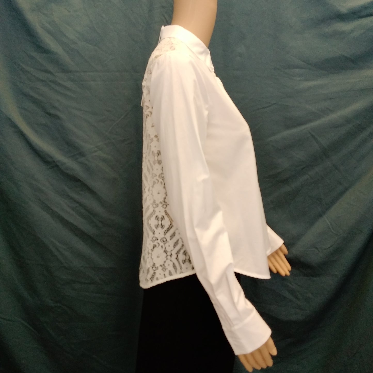 NWD - Diane Von Furstenberg White Long Sleeve Lace Back Shirt - 00