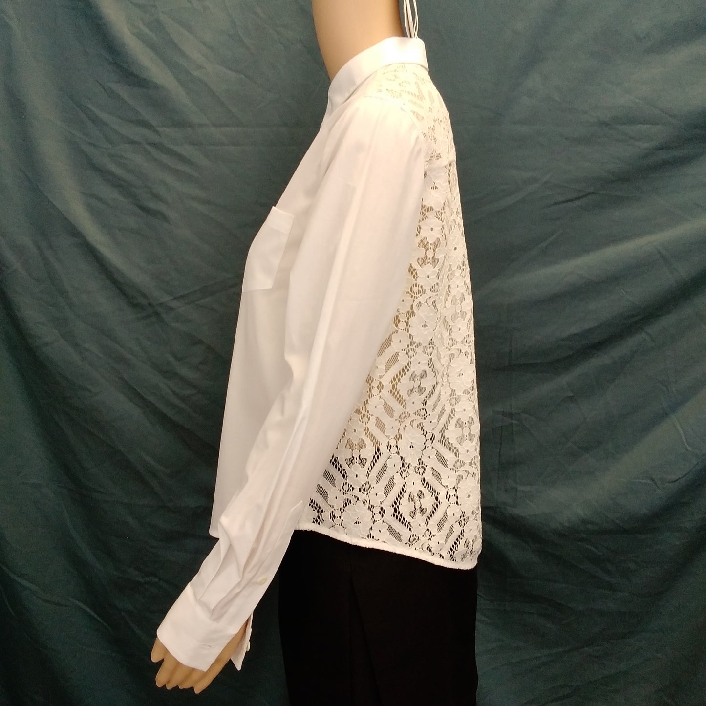 NWD - Diane Von Furstenberg White Long Sleeve Lace Back Shirt - 00