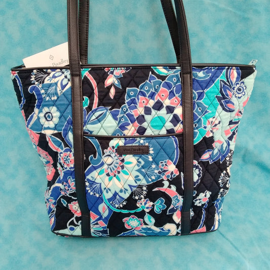 NWT - Vera Bradley Small Trimmed Vera Tote Shoulder Bag in Lotus Flower Swirl