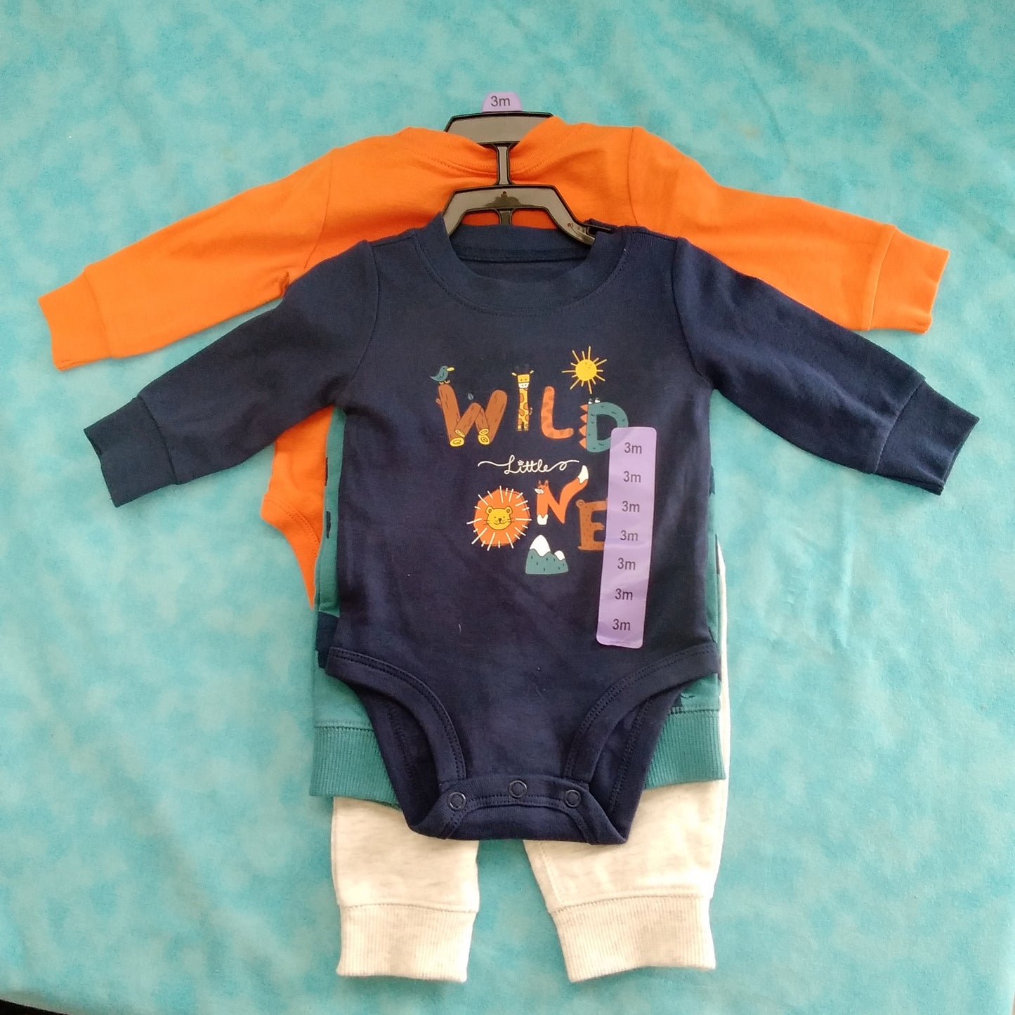 NWT - Carter's Infant 4 Piece Boy's Pants & Body Suit Jungle Set - Size: 3 months