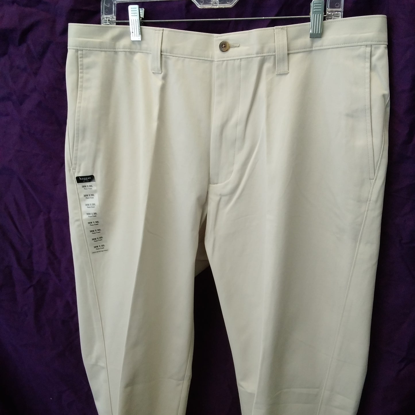 NWT - HAGGAR khaki Everywhere Plain Front Classic Fit Pants - 36W 30L