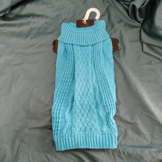 NWT - Pet Life Heavy Swirl Blue Knitted Dog Sweater - Size: 18.1"