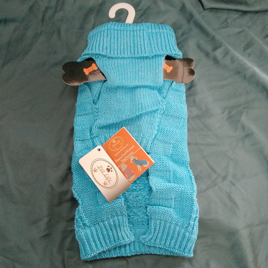 NWT - Pet Life Heavy Swirl Blue Knitted Dog Sweater - Size: 18.1"