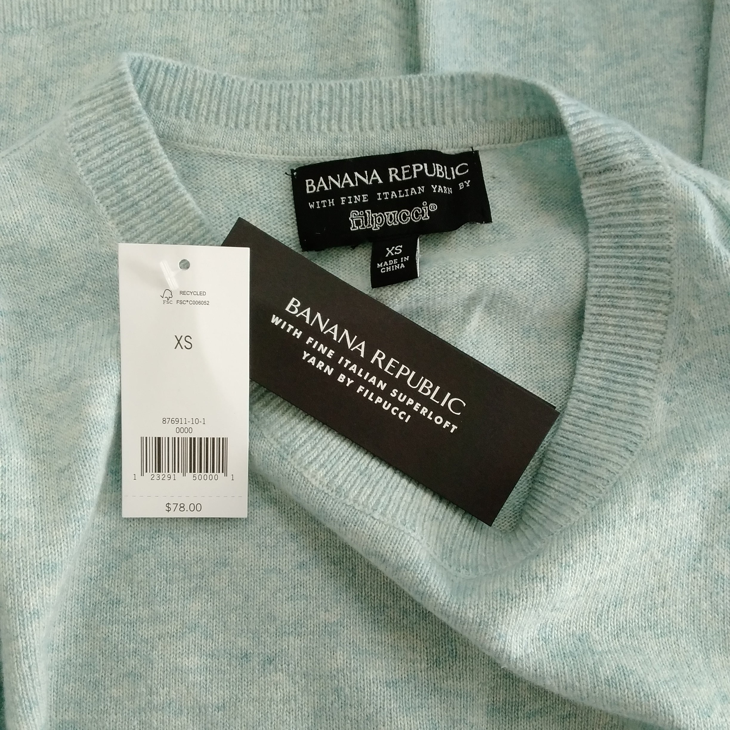 NWT Banana Republic Filpucci Blue Wool Blend Crew Sweater XS CommunityWorx Thrift Online