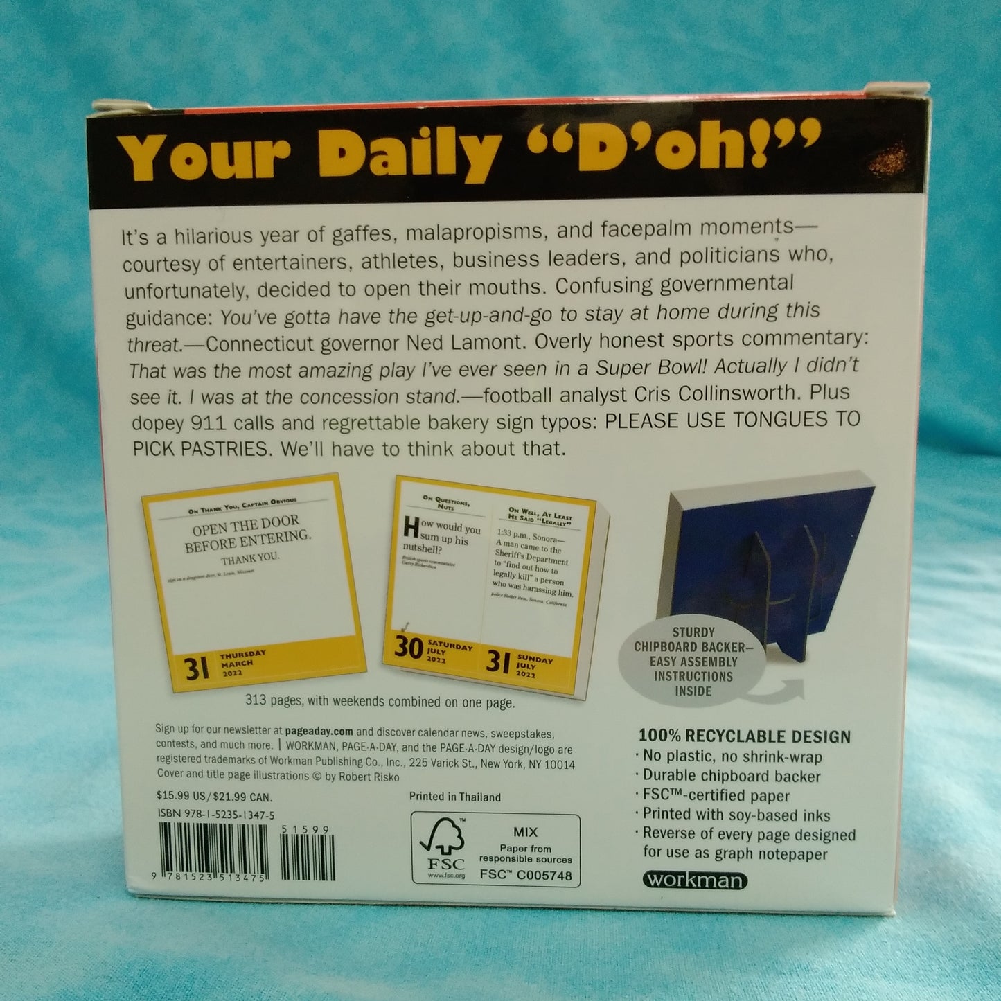 NIB - 365 Stupidest Things Ever Said Page-A-Day Calendar 2022