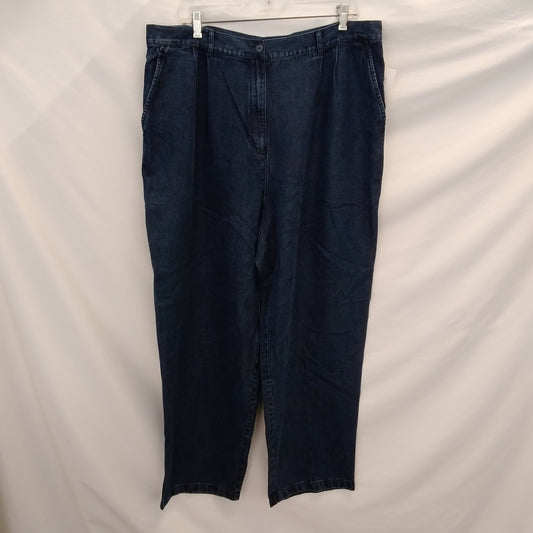 NWT - L.L. Bean Blue Tencel Straight Leg Pleated Pants - 20-Reg