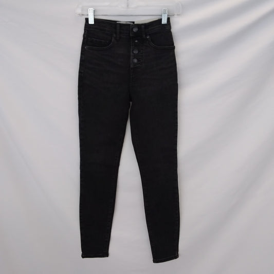 NWT - Everlane Black Stretch High-Rise Button Fly Skinny Jeans - 24