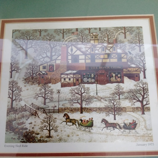 Charles Wysocki Print Evening Sleigh Ride January 1975