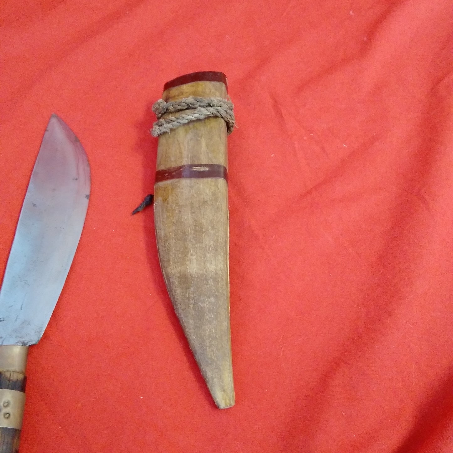 Vintage Handmade 10" Hunting Knife with Wood Scabbard