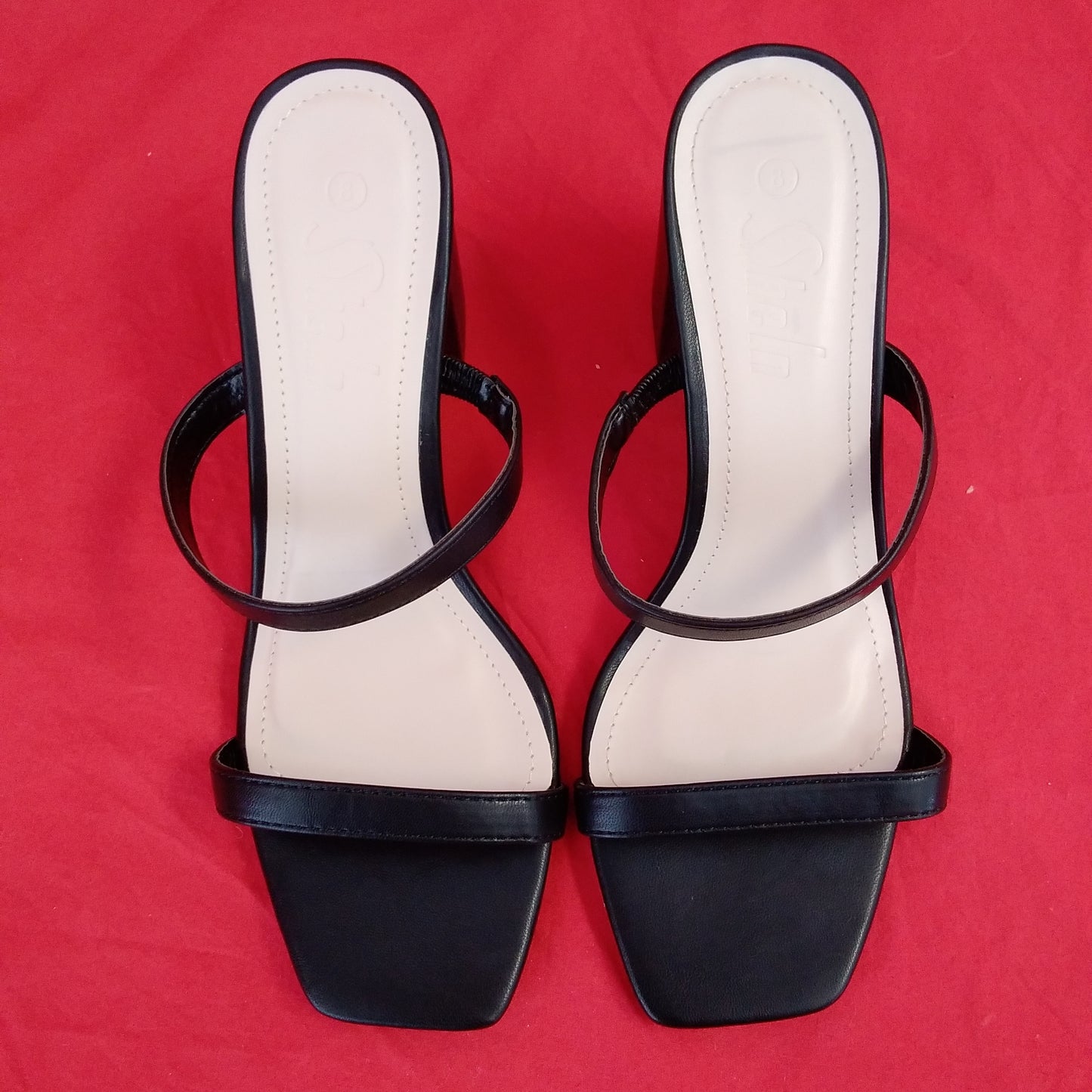 NIB - Shein Black Square Sole Double Strap Chunky Heel Sandals - Size: 8