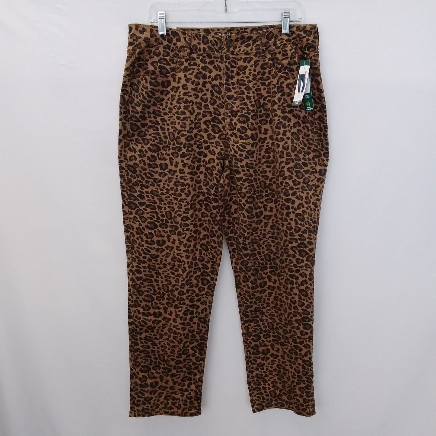 NWT - Time & Tru Womens Leopard High Rise Straight Leg Pants - Size: 16