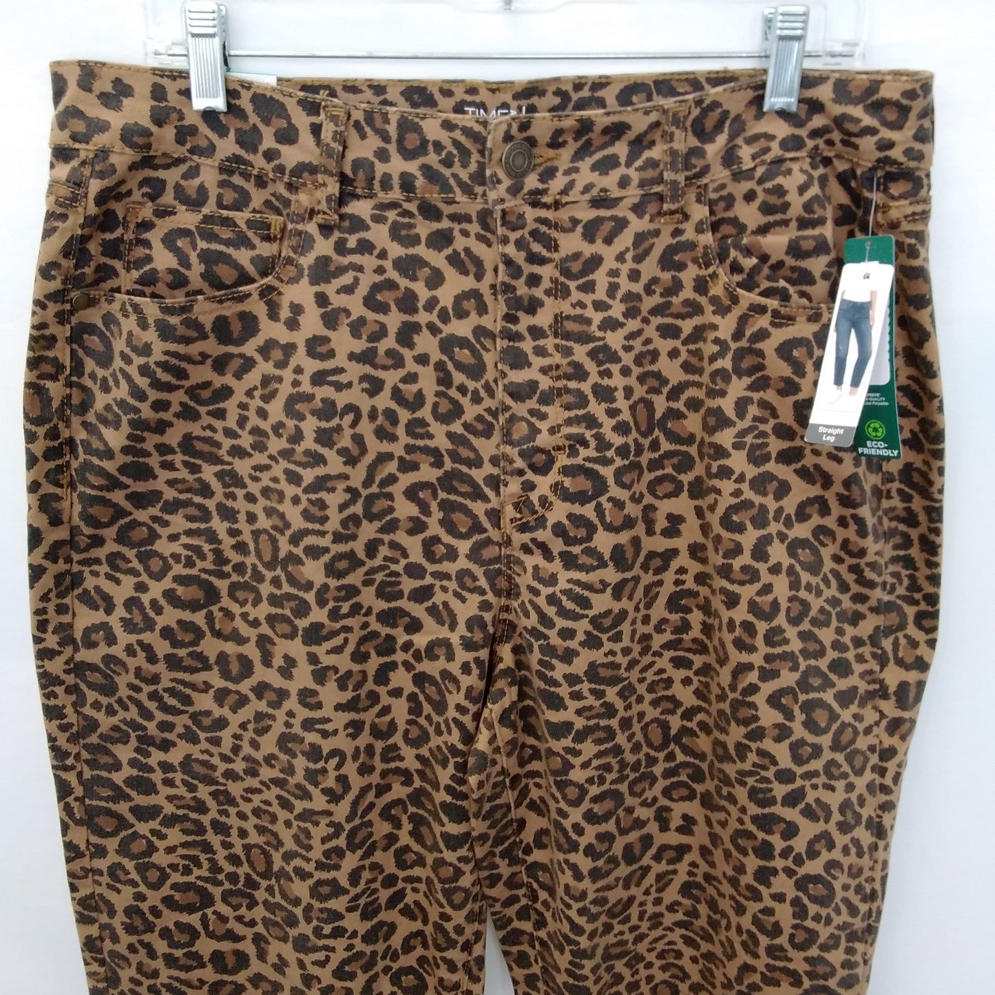 NWT - Time & Tru Womens Leopard High Rise Straight Leg Pants - Size: 16