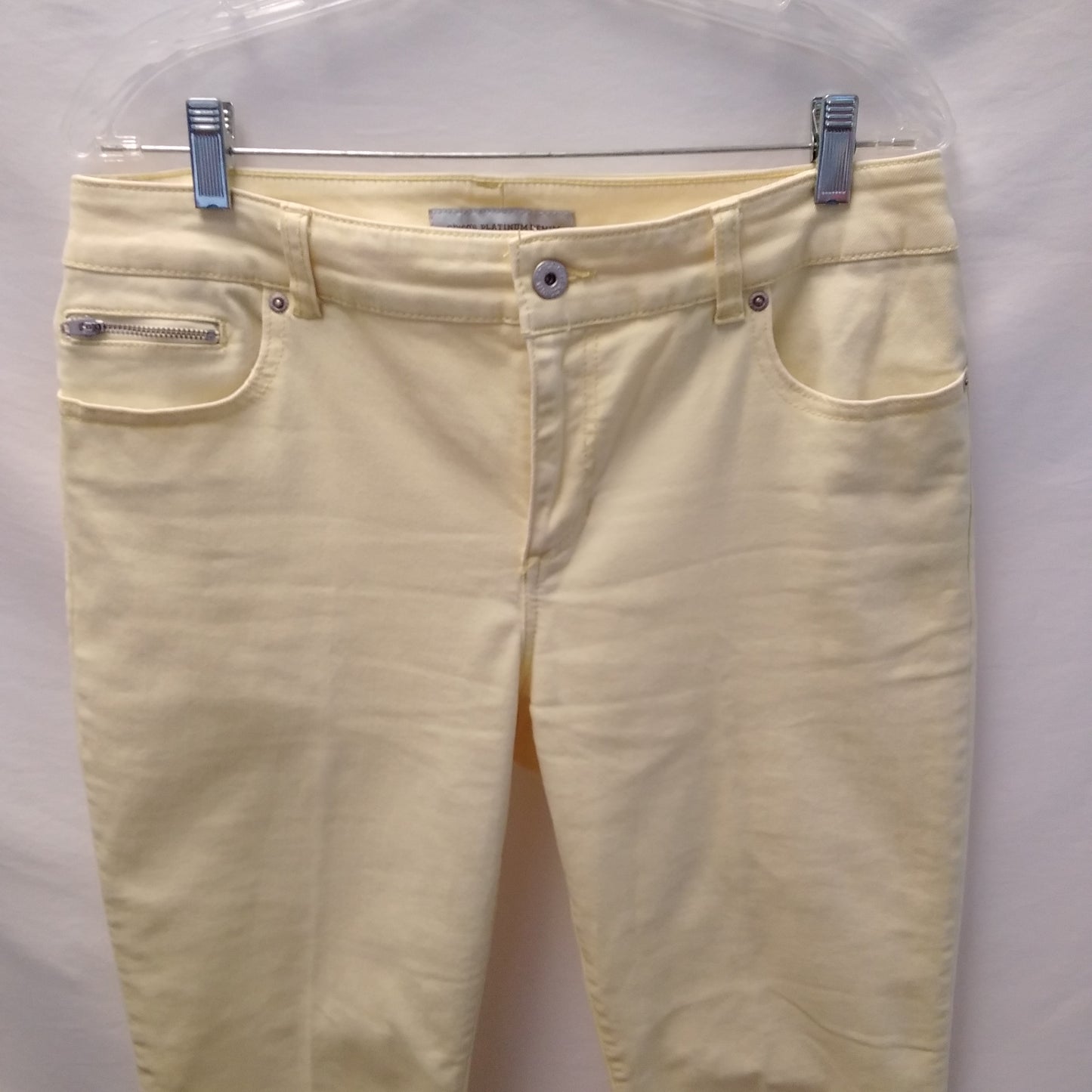 Chico's Platinum Yellow Stretch Denim Jeans - Size: 15