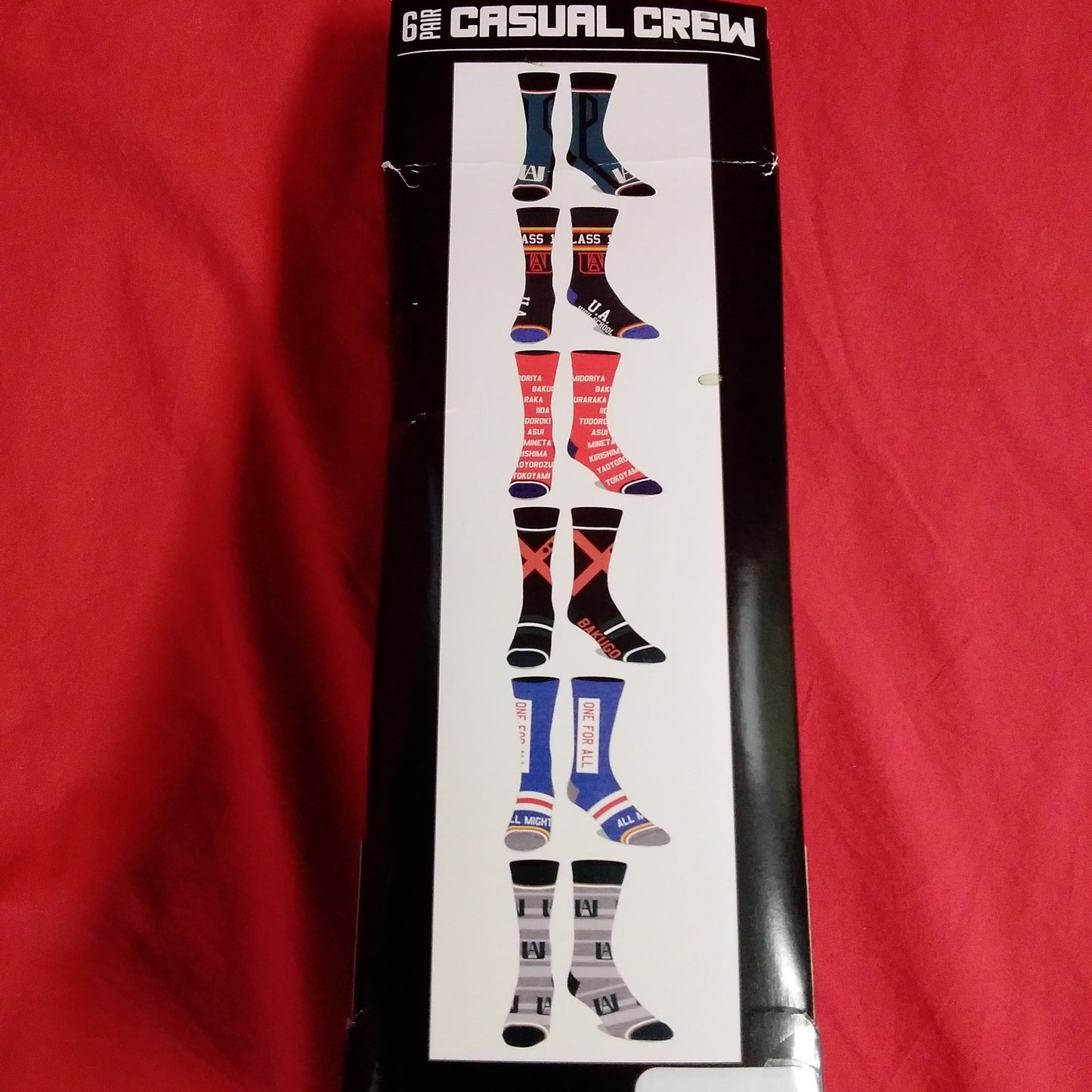 NIB - My Hero Academia Casual Crew Socks 6-Pair - Fits shoe size: 8-10