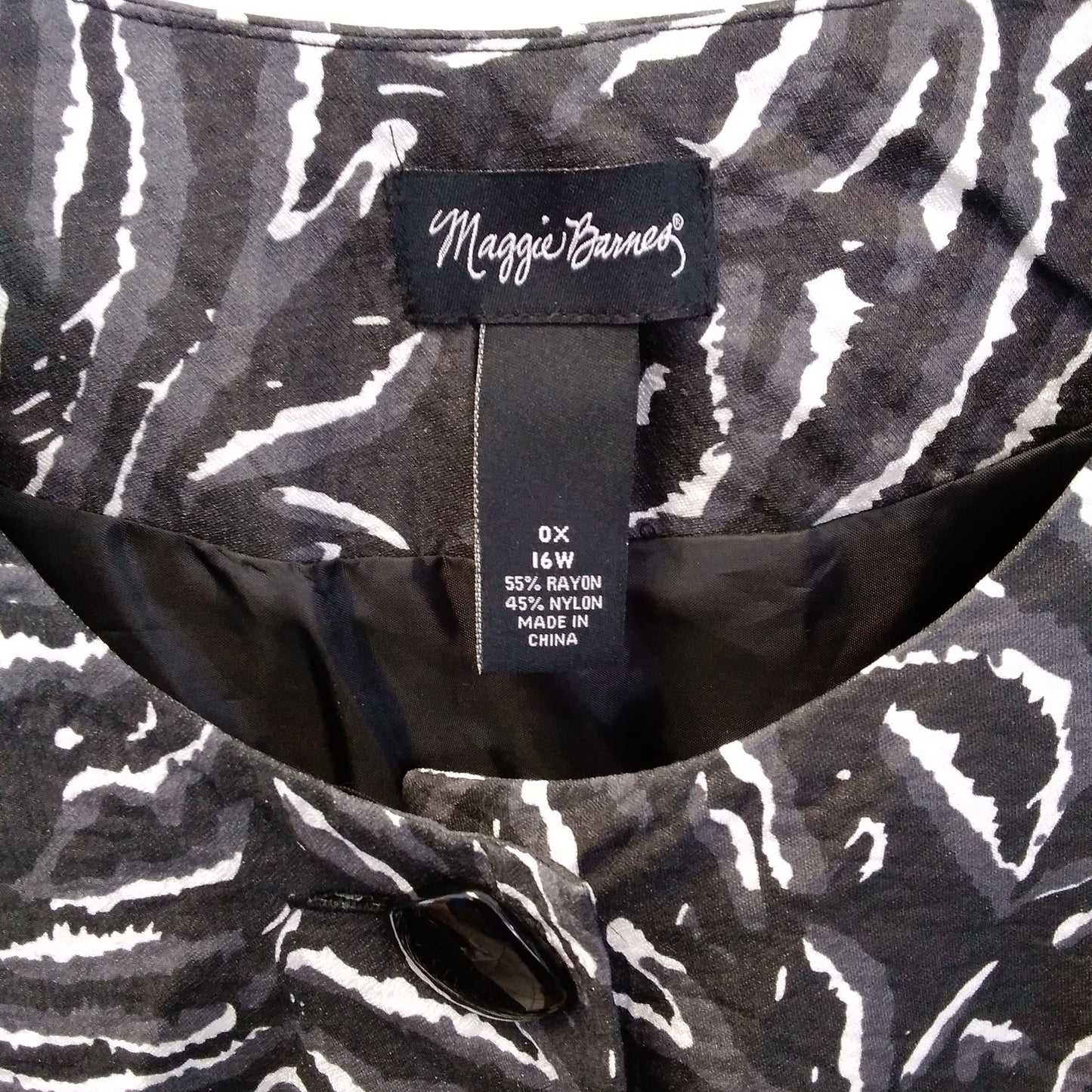 Maggie Barnes black white 2-Button 3/4 Sleeve Blazer - 0X (16W)