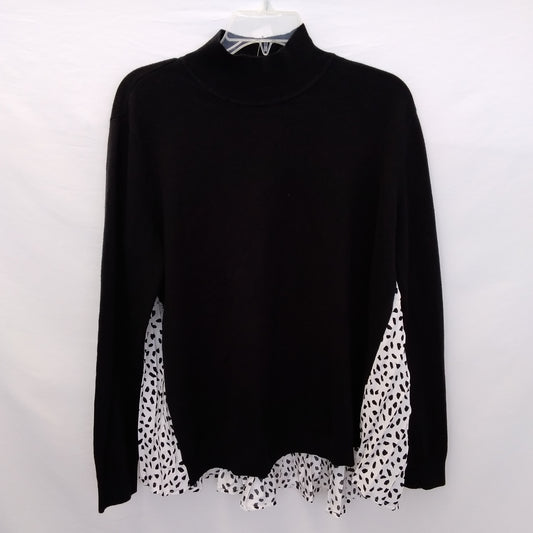 NWT - ANN TAYLOR black white Animal Print Sweater - L