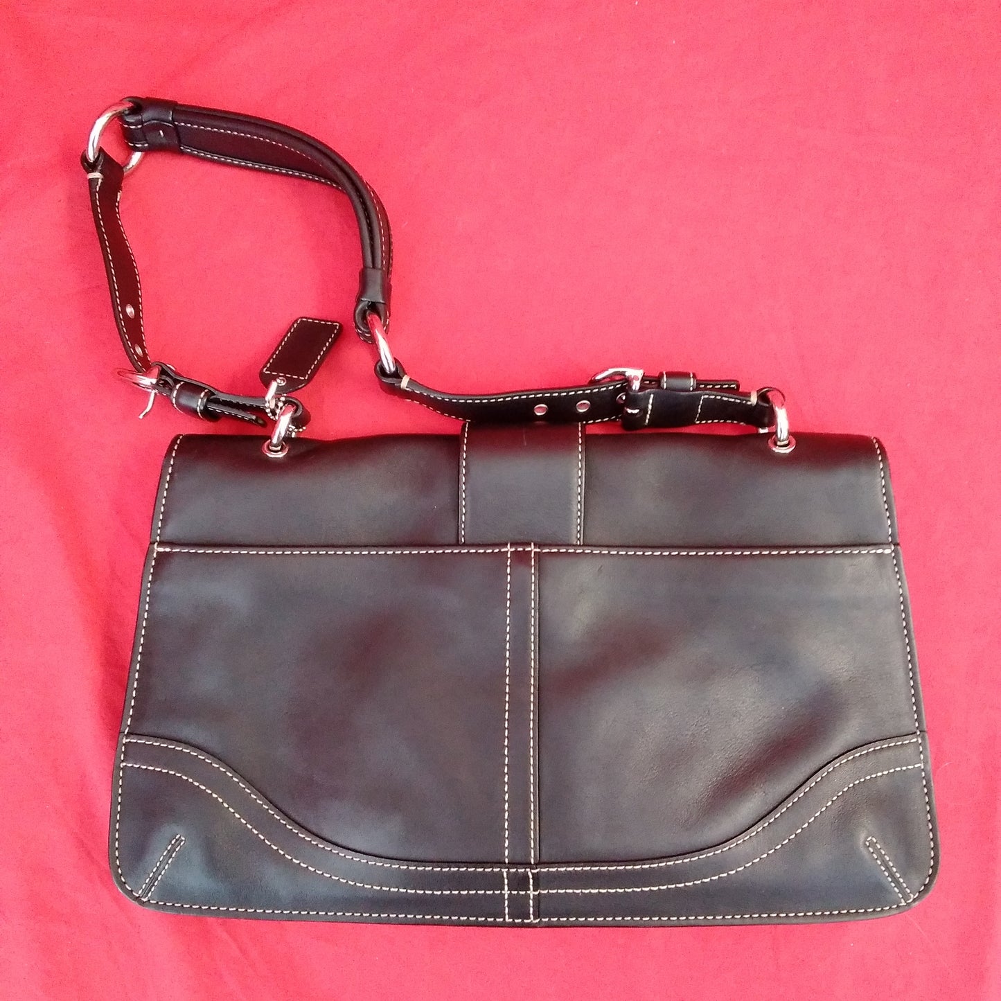 Coach 9741 Black Leather Soho Shoulder Bag with Flap & Snap Closure