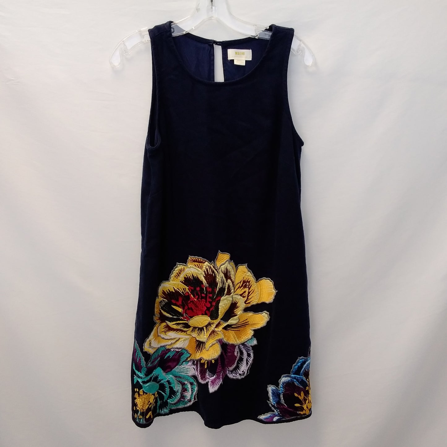 Anthropologie Maeve Royal Blue Embroidered Floral Dress - S