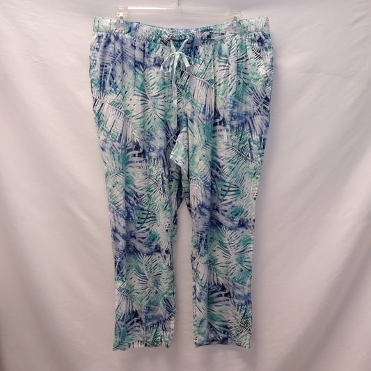 NWT - Bandolino Blue Print Linen Blend Frida Wide Leg Pants - 20W