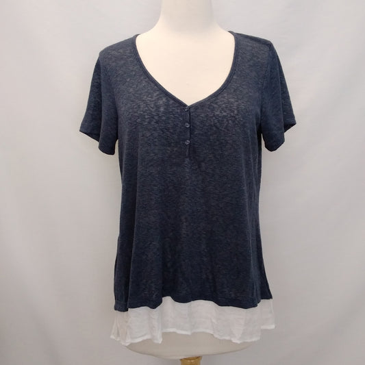 NWT - Bobeau Indigo Short Sleeve Shirt - M