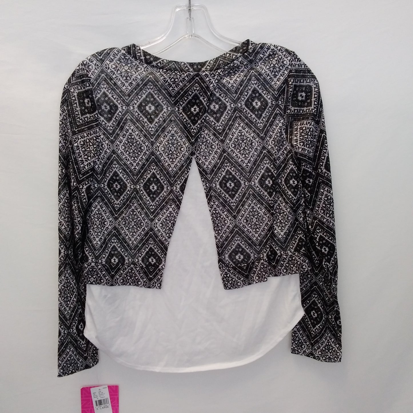 NWT - Girl's IZ Byer Black and White Top with Necklace - XL (16)