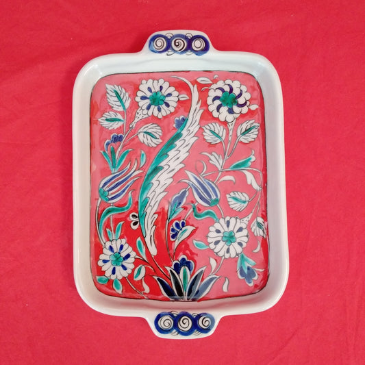 Red Iznik Tray Signed by Meliha Coskun 2013