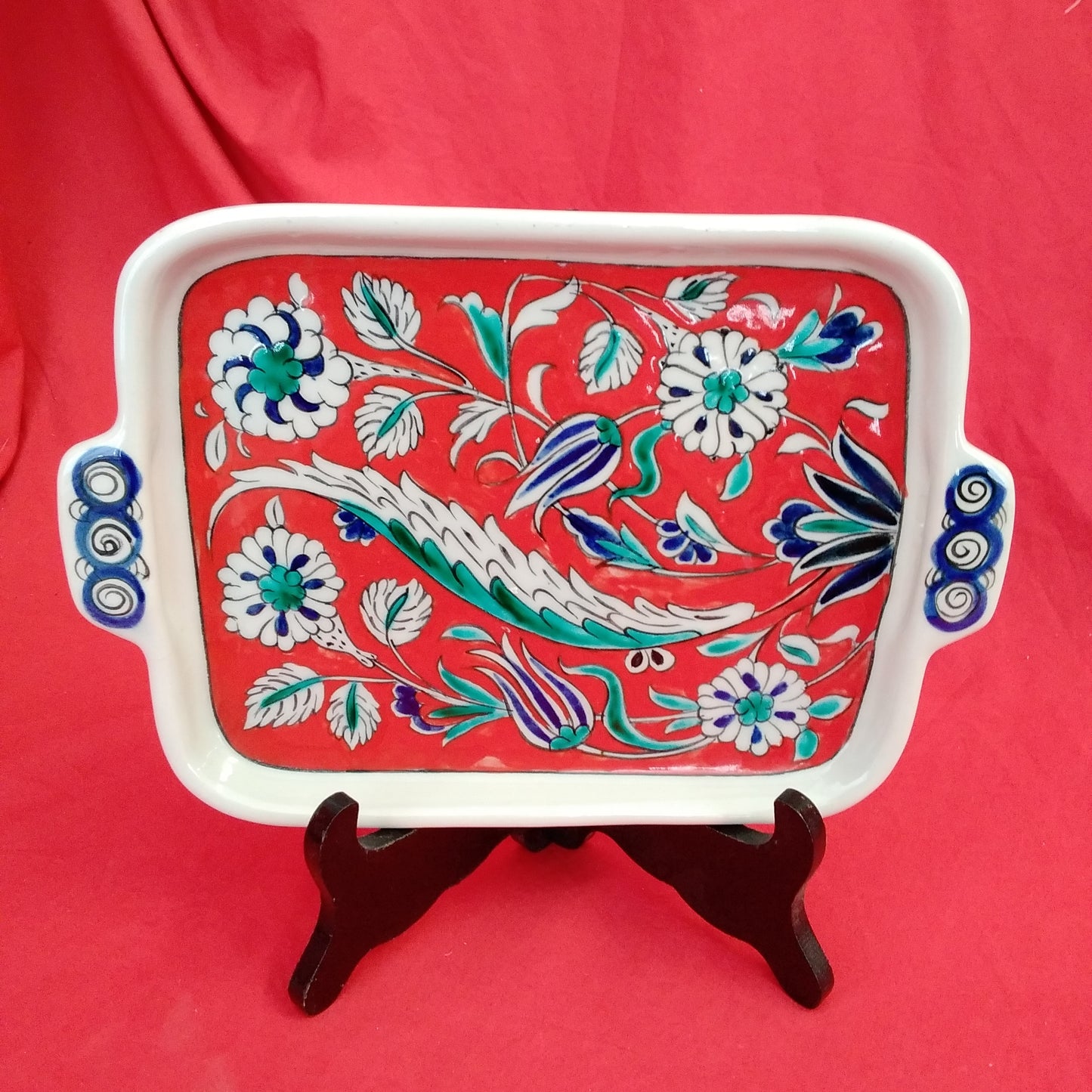Red Iznik Tray Signed by Meliha Coskun 2013