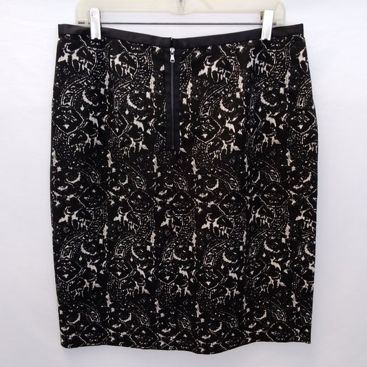 NWT - Talbots Black White Print Pencil Skirt - 12