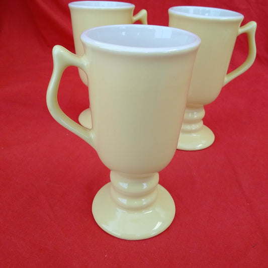 Vintage Carbone Yellow Footed Ceramic Irish Coffee Mugs (Set of 3)