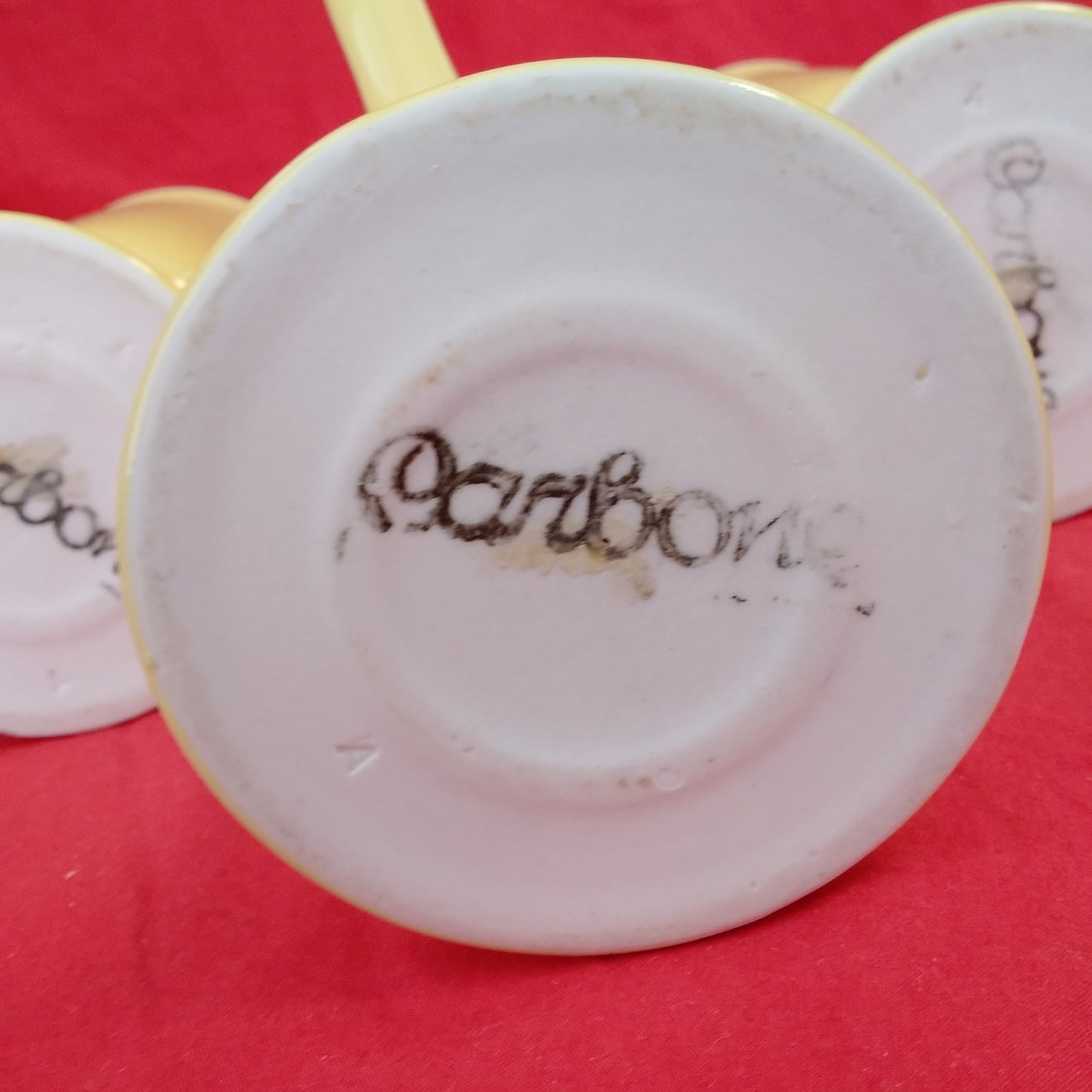 Vintage Carbone Yellow Footed Ceramic Irish Coffee Mugs (Set of 3)