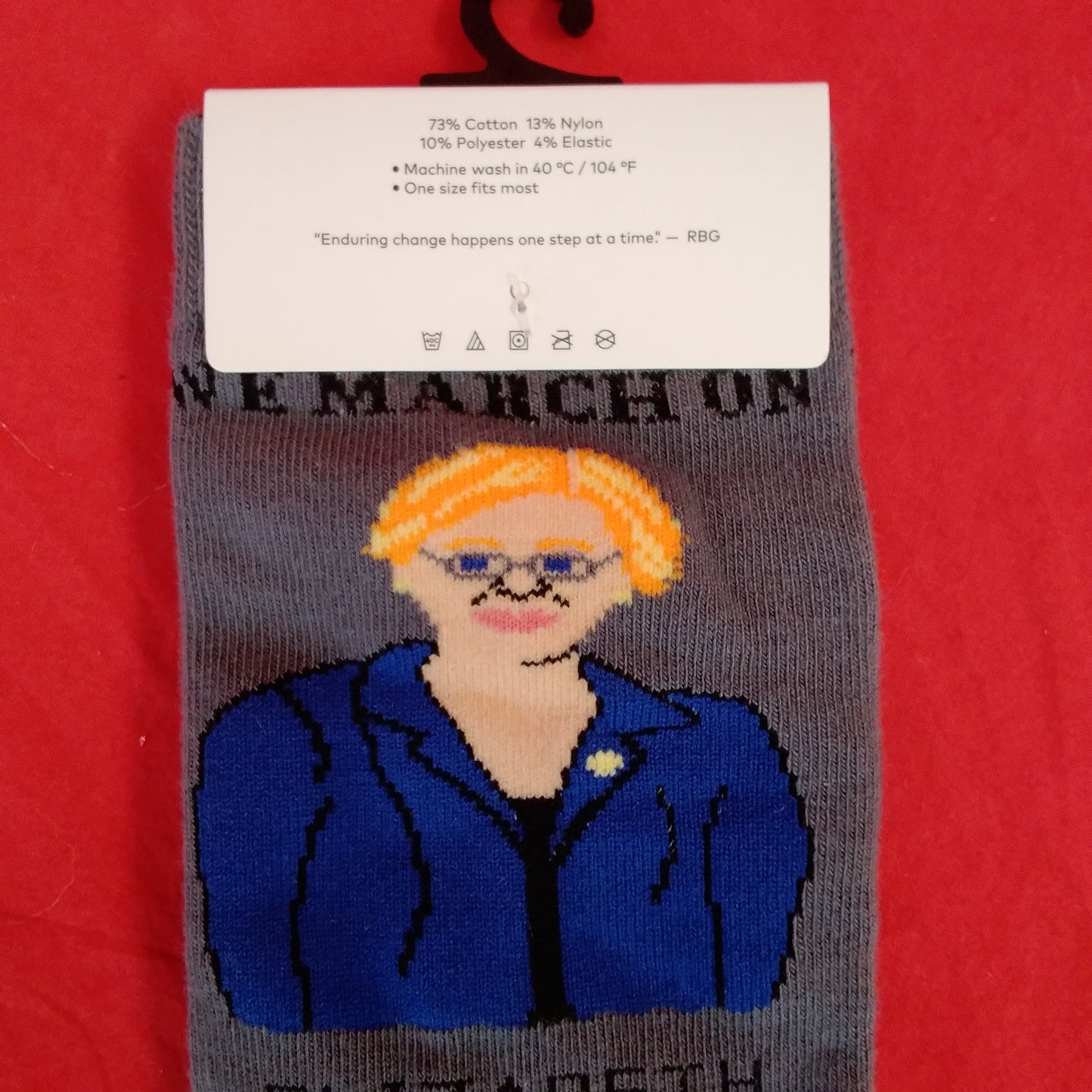 NWT - "Elizabeth Warren" Gray Crew Socks by Maggie Stern Stitches