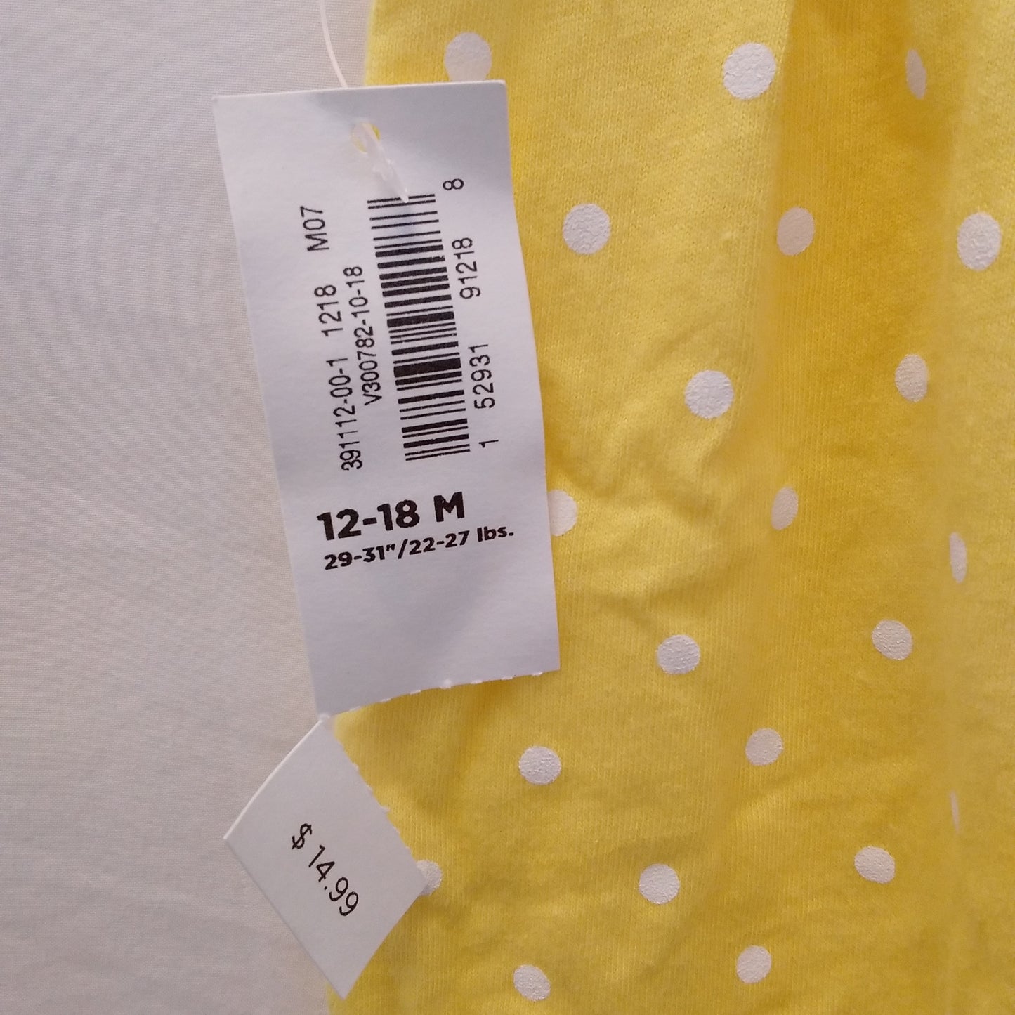 NWT - Old Navy Infant's Yellow Polka Dot Bodysuit - 12-18 Months