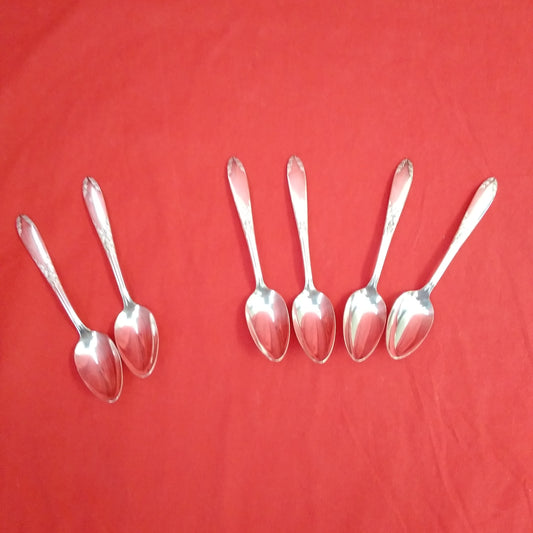 Vintage - Set of 6 National Silver Co. "King Edward Pattern" Tea Spoons