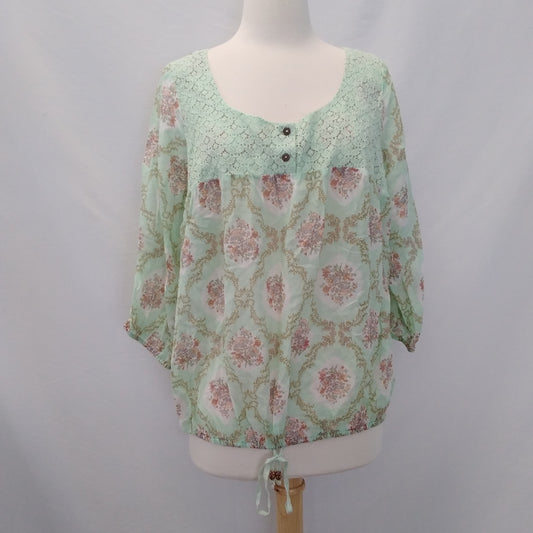 NWT - Nine West Vintage America green print 3/4 Sleeve Blouse - L