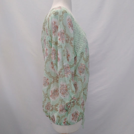 NWT - Nine West Vintage America green print 3/4 Sleeve Blouse - L