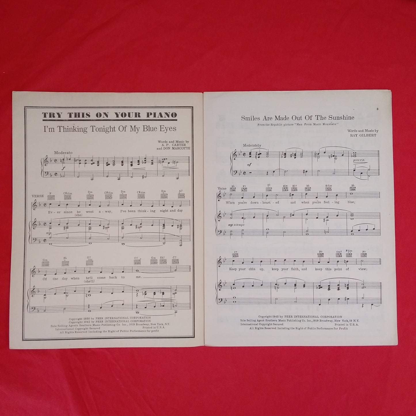 Vintage - Sheet Music "Smiles Are Made Out Of The Sunshine" Roy Rogers & Trigger in Man from Music Mountian