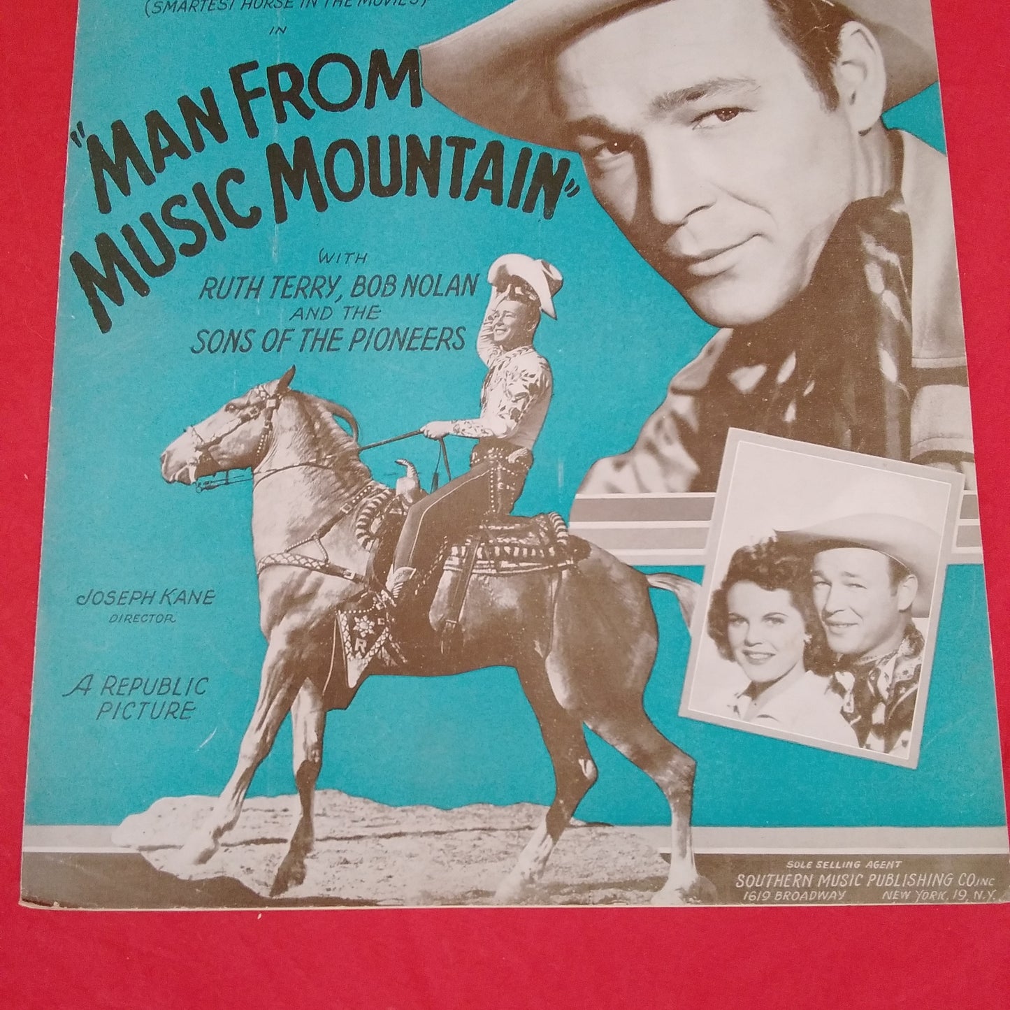 Vintage - Sheet Music "Smiles Are Made Out Of The Sunshine" Roy Rogers & Trigger in Man from Music Mountian