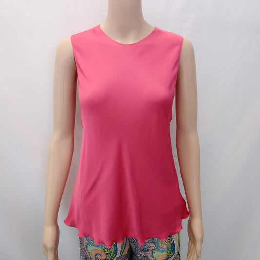 NWT - THEORY watermelon pink Silk Core St Sleeveless Top - Small