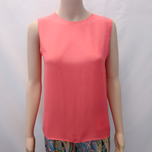 NWT - THEORY neon pink Silk Continuous Shell Sleeveless Top - Small